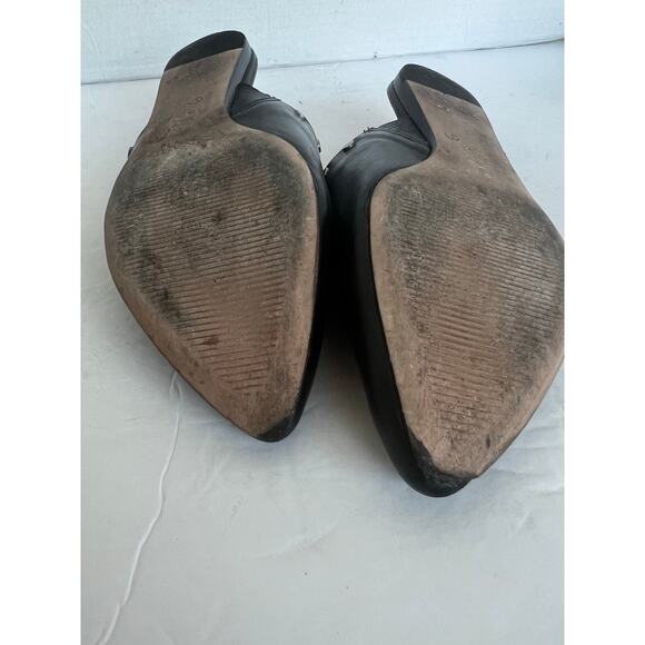 Bernardo Black Leather Studded Pointed Toe Slip On Flat Mule Shoes Sz 8M - Picture 11 of 11